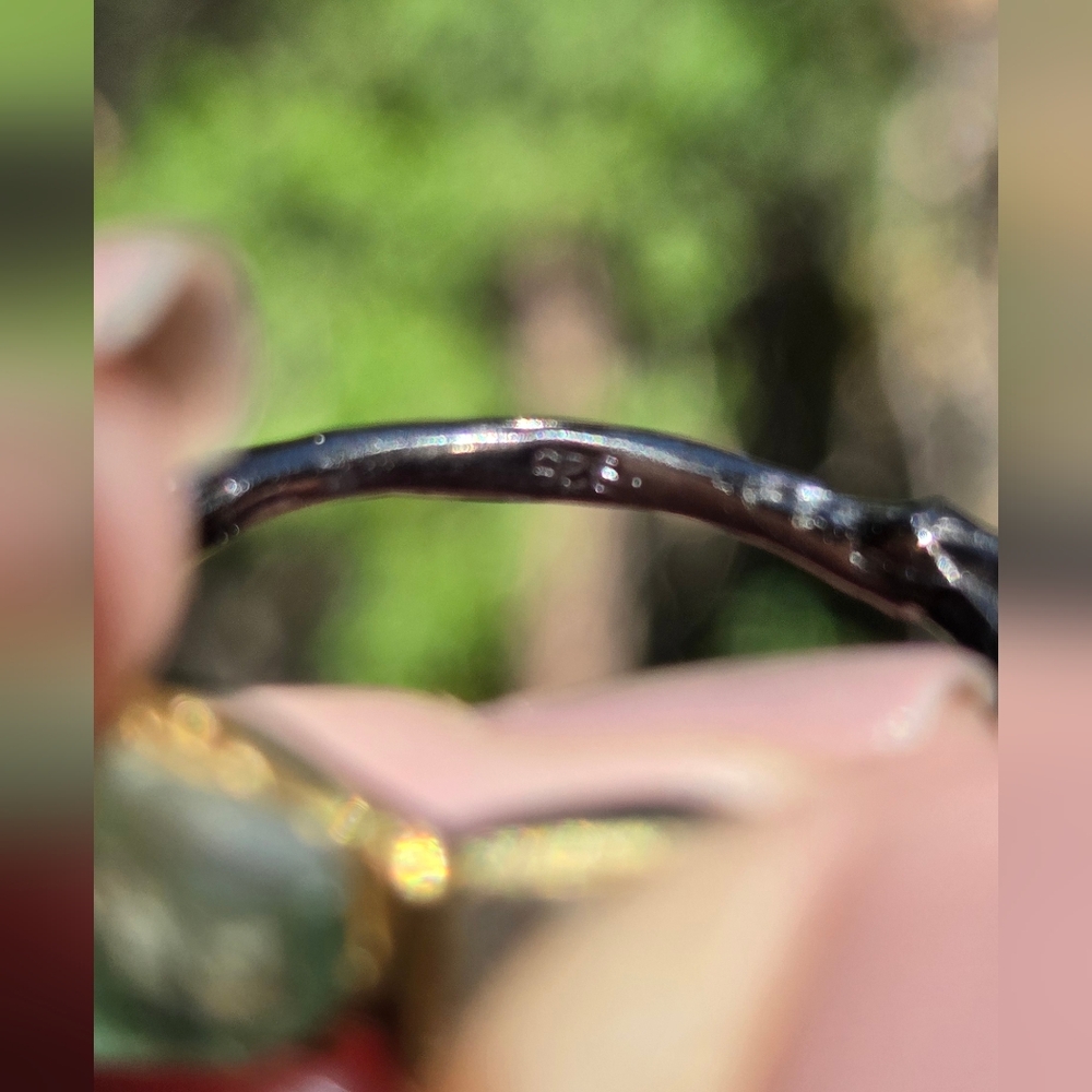 Tourmaline Natural Gemstones Sterling Rhodium & Gold Ring Sz8 - Picture 10 of 10